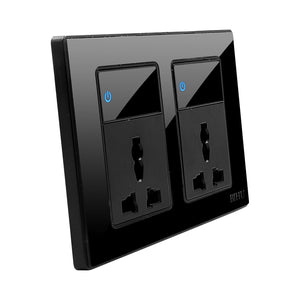 2 gang wall socket black edition