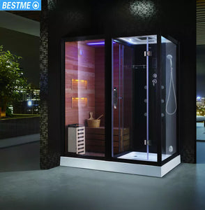 Popular luxury solid wood and acrylic steam sauna shower room