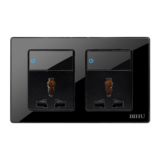 2 Gang Wall Socket Black Edition Universal Socket with Switch Button Included Utility Box