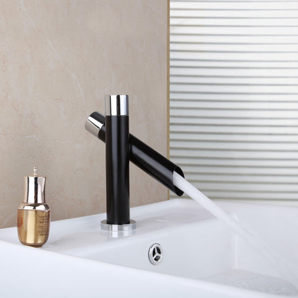 Robinet de lavabo noir minimaliste et innovant de style nordique, avec eau chaude et froide. 