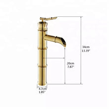 Lade das Bild in den Galerie-Viewer, Bamboo style gold plated deck mounted bathroom sink faucets golden basin faucets
