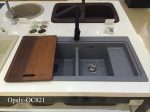 Double bowl kitchen sink with draining board / 970*505*235mm