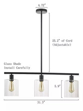 Load image into Gallery viewer, Modern Polished Steel Kitchen or Dining 3-Lights Linear Pendant Lamp
