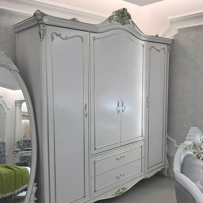 Neoclassical style European wooden fancy sample bedroom wardrobe cabinet