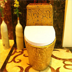 Bathroom furniture gold ceramic toilet bowl