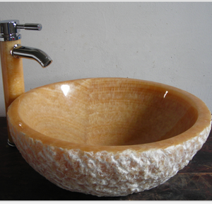 Chiseled Finished marble onyx bathroom sink bowl
