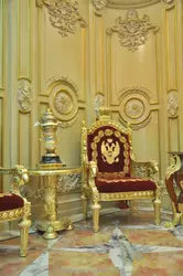 Luxury Solid Wood Gold Plated Throne Chair For Dining Area or Living Room