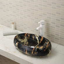 Load image into Gallery viewer, Glazed ceramic golden color wash basin in pubic
