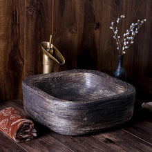 Load image into Gallery viewer, Hand Carved Table Top Wash Basin Rustic
