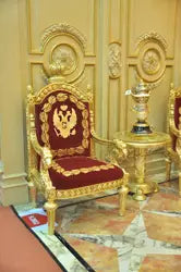 Luxury Solid Wood Gold Plated Throne Chair For Dining Area or Living Room