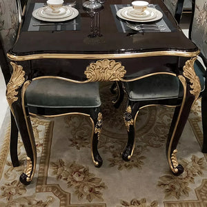 Italian style ebony color dining room furniture with 4 doors display cabinet and fabric dining chair