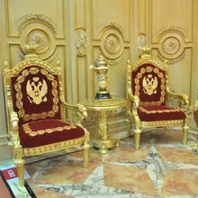 Load image into Gallery viewer, luxury Solid Wood Gold Plated Throne Chair
