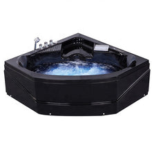 Load image into Gallery viewer, LED massage spa corner black whirlpool bathtub
