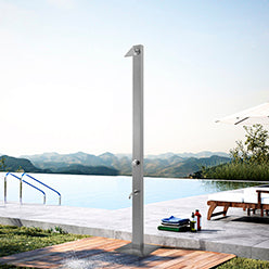 Douche extérieure cascade avec panneau en acier inoxydable brossé 304 pour piscine de jardin de plage