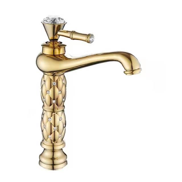 Diamond Gold Electroplating Tall Faucet Luxury Crystals