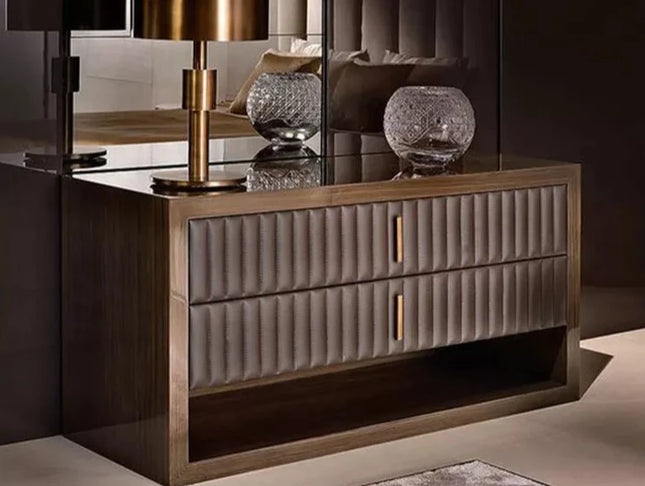 Italian Minimalist Leather Wood Sideboard Light Luxury Entrance Cabinet Modern Solid Wood Sideboard