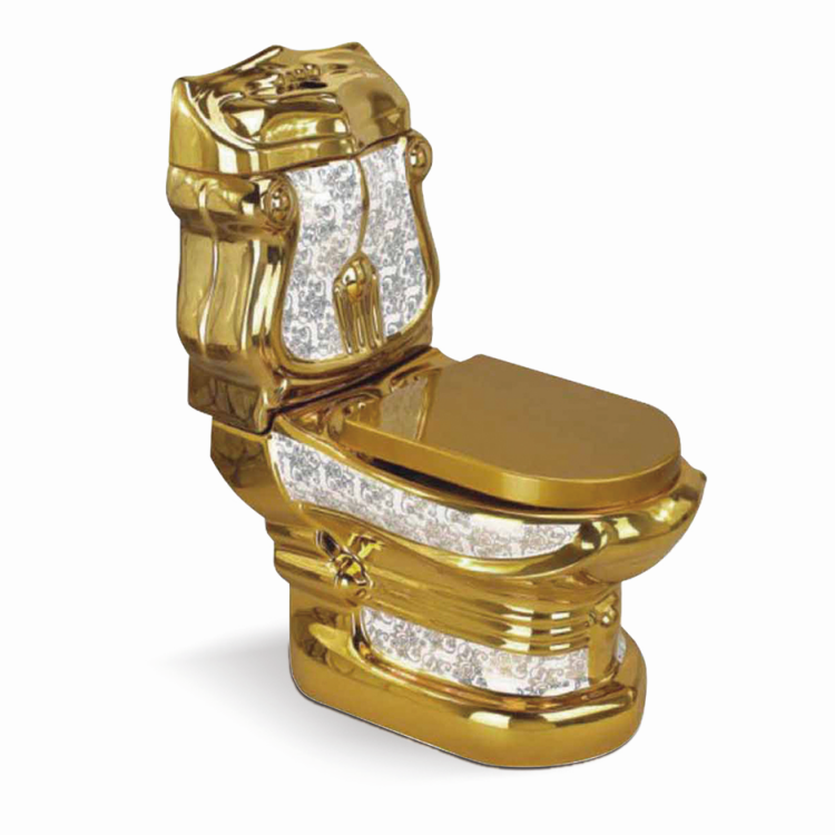 Newest Design Bathroom Gold Color Ceramic Toilet Seat Wash Basin With Pedestal