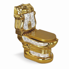 Load image into Gallery viewer, Newest Design Bathroom Gold ColorCeramic Toilet Seat Wash Basin With Pedestal
