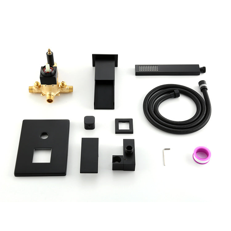 Faucet Wall Mounted Waterfall Bathtub Faucet with Handle Shower set