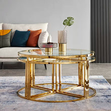 Load image into Gallery viewer, Gold metal coffee table stainless steel side table glass table furniture
