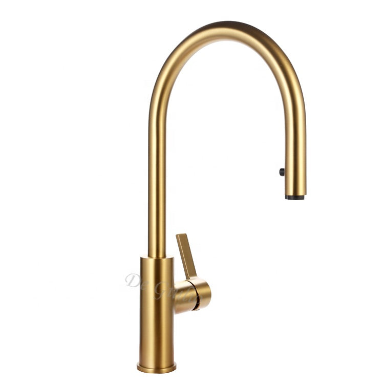 Sprayer Tap Brushed Brass Swivel Spout Gold Kitchen Faucet