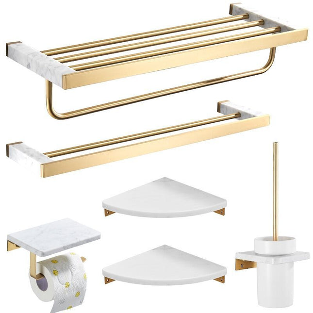 Marble 6 Piece Bathroom Hardware Set Bath Accessories Kit Bathroom Fixtures towel rack set
