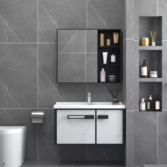 Modern simple light luxury space aluminum washbasin cabinet combination toilet integral ceramic washbasin