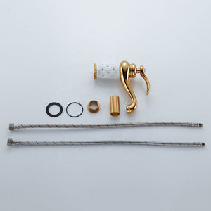 Single handle gold water tap with diamond