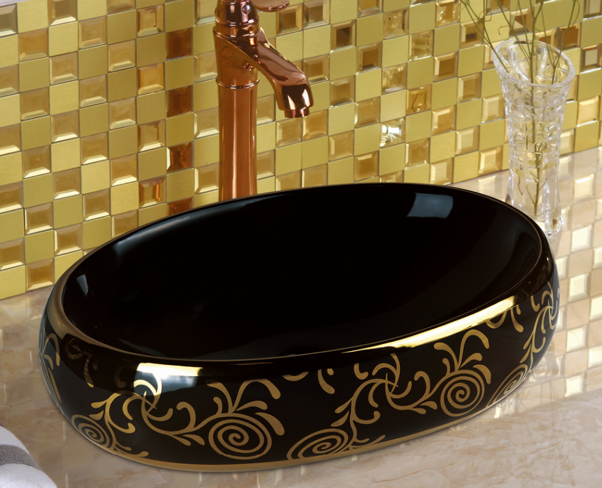 luxury bathroom black gold ceramic wash basin bathroom ceramic sink to ...