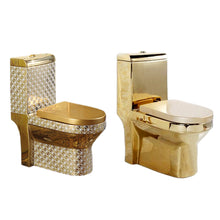 Load image into Gallery viewer, Gold plated water closet colored toilet bowl
