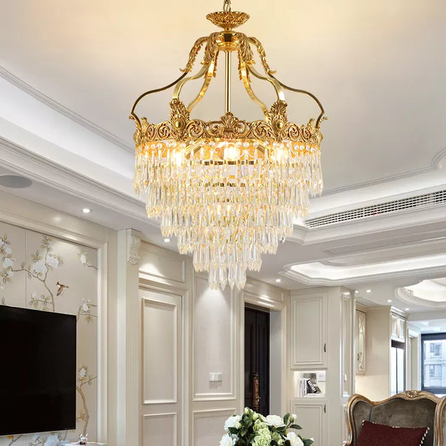 French Luxury Dining Room Bedroom Decoration Modern Brass Led Crystal Chandelier Pendant Light