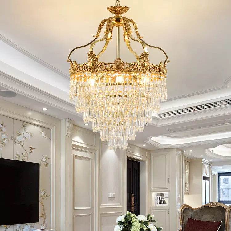 French Luxury Dining Room Bedroom Decoration Modern Brass Led Crystal Chandelier Pendant Light