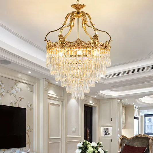 French Luxury Dining Room Bedroom Decoration Modern Brass Led Crystal Chandelier Pendant Light