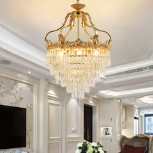 Cargar imagen en el visor de la galería, French Luxury Dining Room Bedroom Decoration Modern Brass Led Crystal Chandelier Pendant Light
