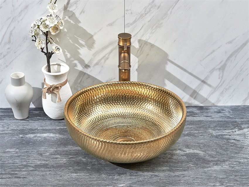 Golden basins ceramic hand painted sinks