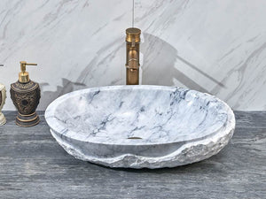 Carrara natural stone bathroom sinks white marble wash basin Table Top