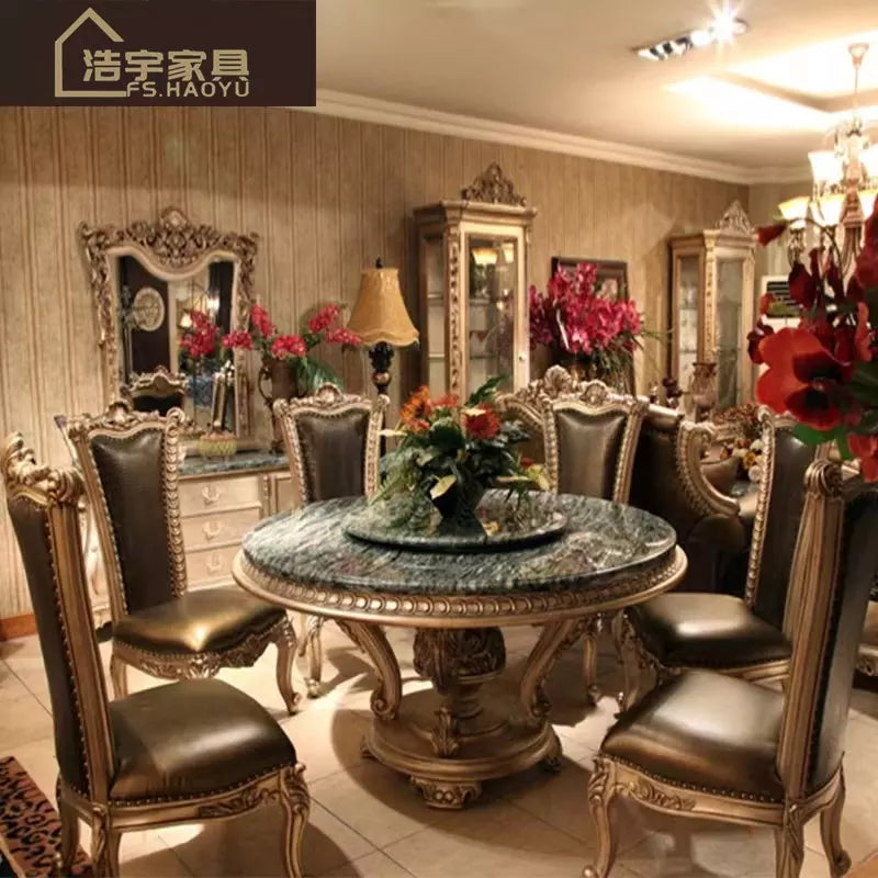 classical dinning table set dining room furniture European luxury dining table set with 6 chairs