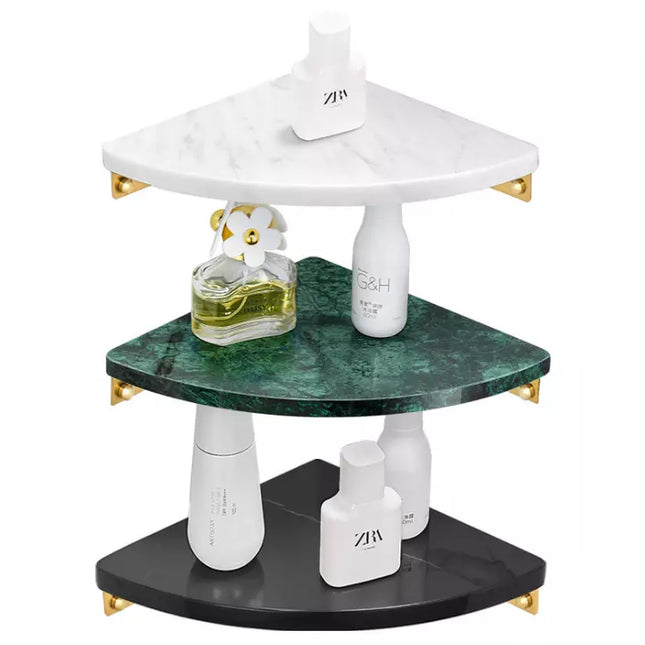 Modern Luxury New Type Brass Marble Bathroom Corner Shelves Wall Shower Caddy