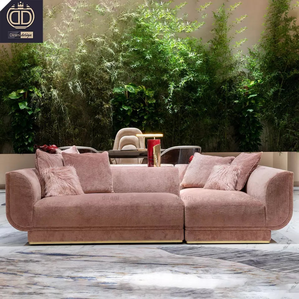 Italian luxury sofa set living room furniture upholstery split back micro chenille fabric latest design sofa