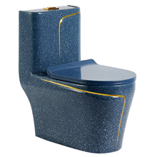 Загрузить изображение в средство просмотра галереи, Blue With White Spot Gold Line Wholesale Chinese One-piece Toilet Bowl
