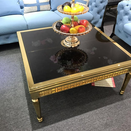 Stainless Steel Center Glass Coffee Table Versace Inspired