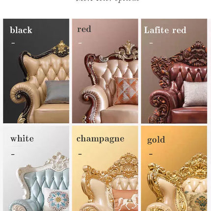 Aristokrat Bett Italienisches Leder Luxus Champagner Handgeschnitzt 