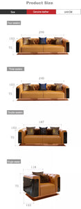 High Quality Post-moderen Luxury Leather Sofa Set Italian Wood Sectional Sofas Chesterfield Living Room Couch