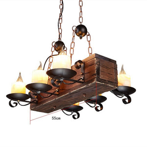 loft Hanging retro Chandelier Rustic Candlestick Pendant wood Antique lights Creative Led Vintage boat Wooden home lamp lighting