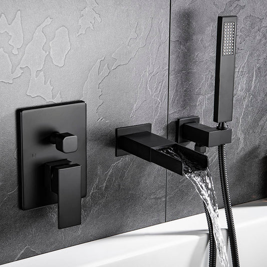 Faucet Wall Mounted Waterfall Bathtub Faucet with Handle Shower set