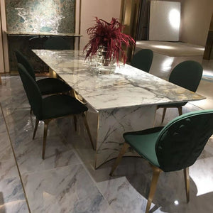 luxury Italian leather dinner dining table and chairs 6 luxury dinning chairs modern marble dining room furniture table set