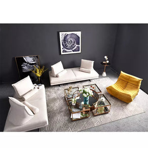 Italian light luxury coffee table living room furniture tempered glass table combination mirror stainless steel tea table