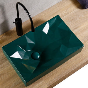 Meiyani rectangular diamond shape lavabo porcelain basin wash hands art basin matt green sink