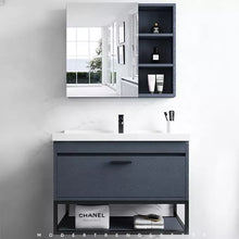 Load image into Gallery viewer, luxury bathroom vanity cabinet modern stainless steel bathroom vanity big storage vanity set
