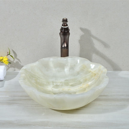 Luxury white onyx lotus shape wash hand sink basin